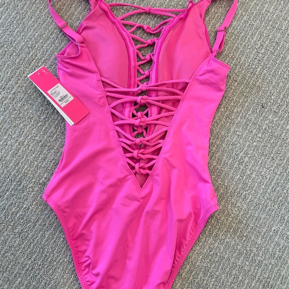 Lilly Pulitzer NWT Pink Lace-Up One-Piece Swimsuit - Picture 3 of 4